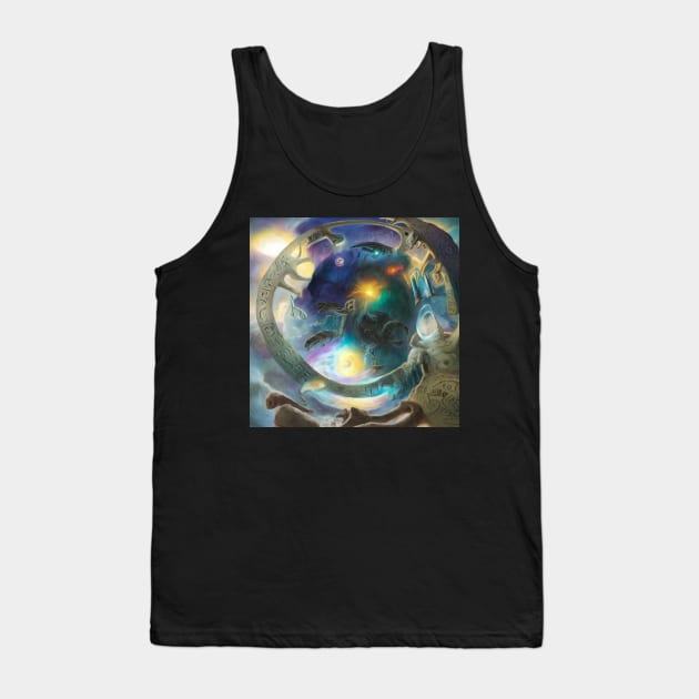 Alien Arcane Aesthic AiArt Rainbow Runes 3 Tank Top by Swabcraft